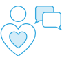 Gain empathy with your customers blue icon