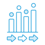 Insight into action blue icon