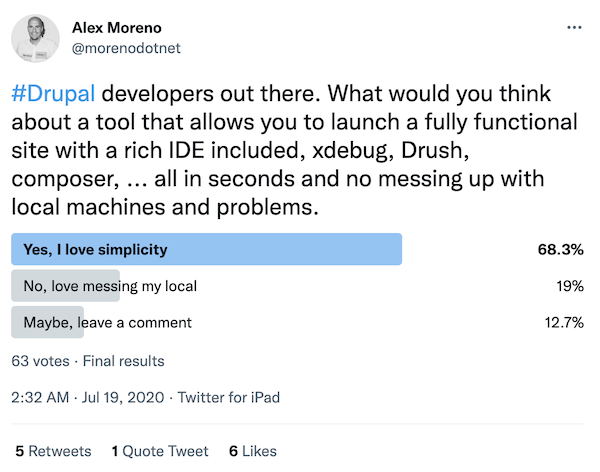 Twitter poll for Drupal developers