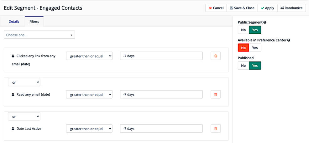 Screenshot of contact management screen in Acquia Campaign Studio
