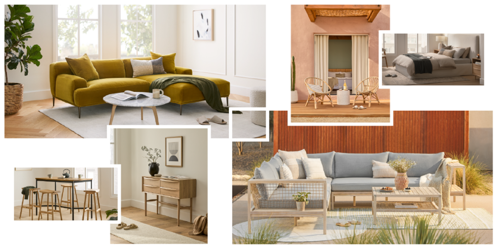 Collage of images showing home decor
