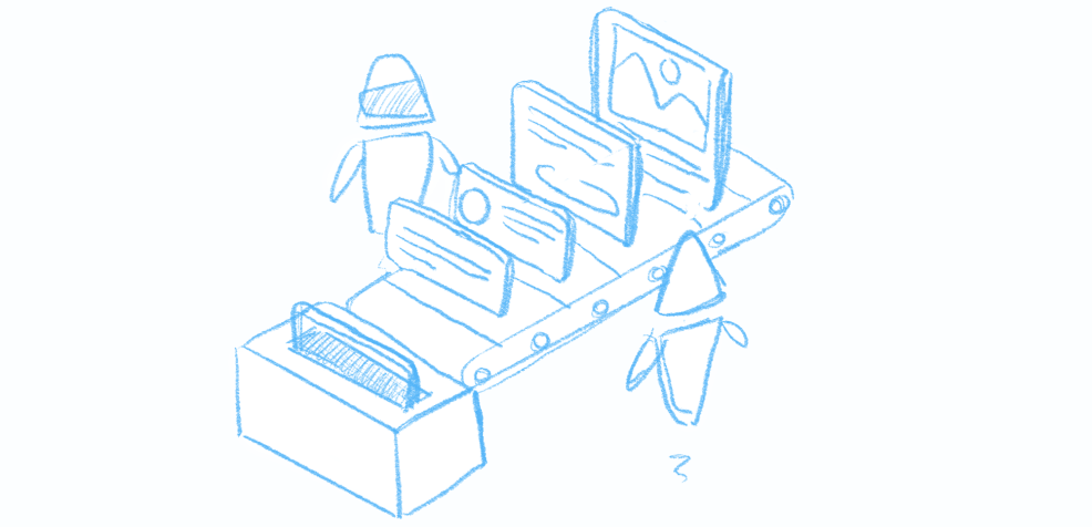 Two-color line drawing of component discovery and maintenance