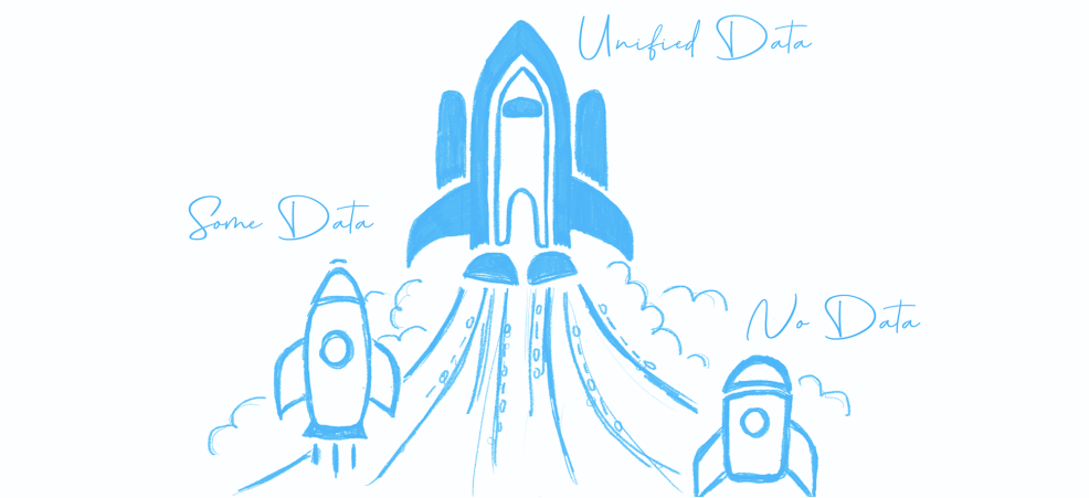 Two-color line drawing representing unified data