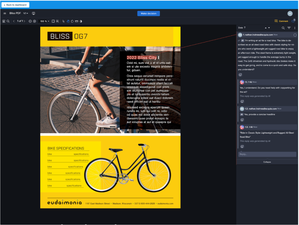 Workflow AI assistant - copy suggestions