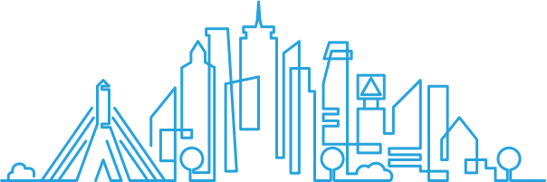 blue line art of the boston skyline