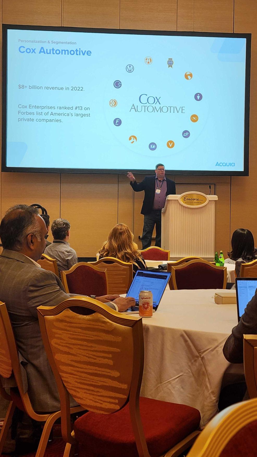 Color photo of Cox Automotive presentation at Engage Boston