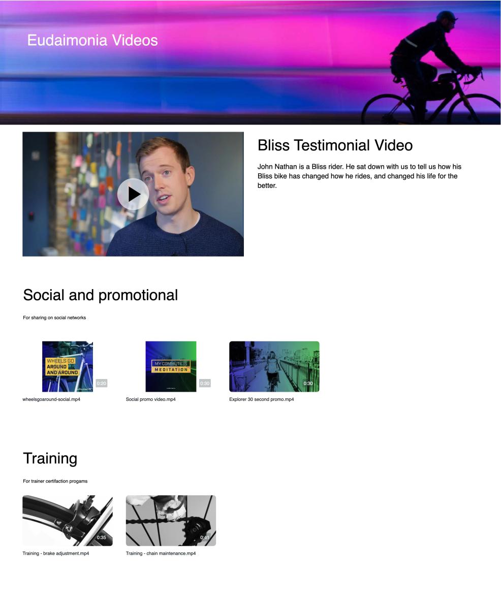 Example screenshot of Acquia DAM video Portals