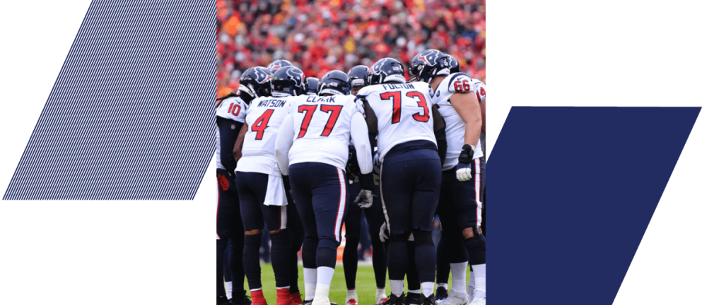 Houston Texans players huddled during game