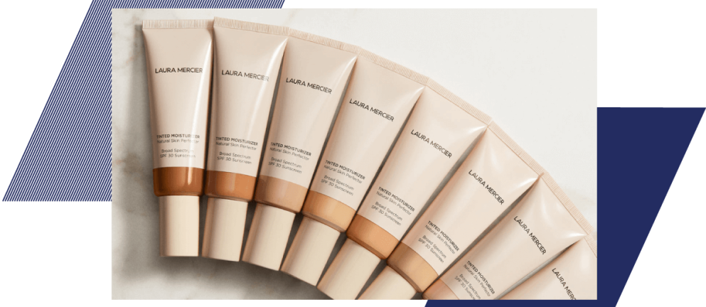 Cosmetics tubes lined up by shade
