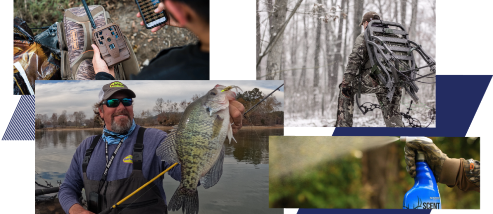 Collage of four images of outdoor activities