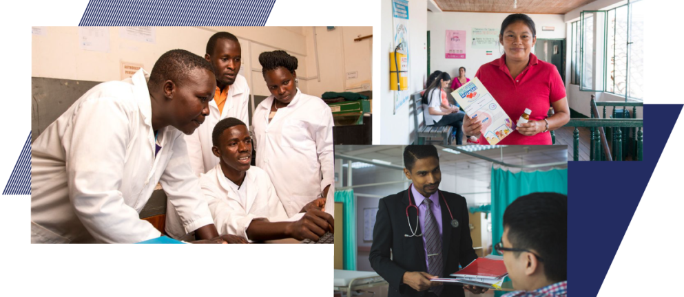 Collage of three images of medical professionals