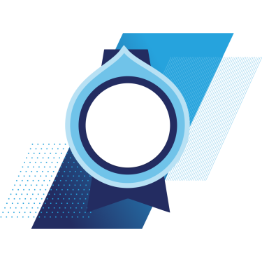 navy to blue gradient with Acquia certification badge logo
