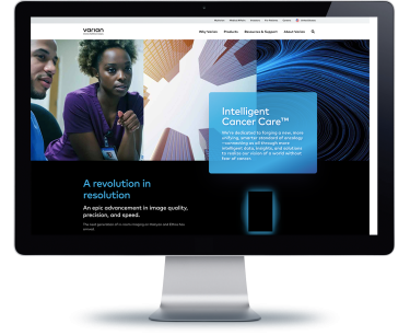 Varian website on computer monitor