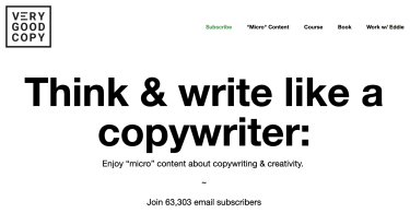 Screenshot of Very Good Copy homepage as of January 12, 2024