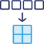 navy and blue 4 squares converging into one large square