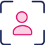Pink person with frame around them icon