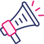 pink and navy Megaphone icon