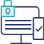 line art of a computer with a lock over it
