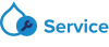 blue acquia droplet with a wrench in the lower right corner and the word "service" to the right of it