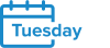 blue calendar icon with the word Tuesday