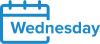 blue calendar icon with the word Wednesday
